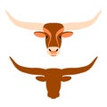 Bull Flat head style vector set Royalty Free Stock Photo