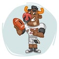 Bull Football Player Points on Ball