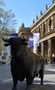 Bull in Front of the Stock Excange in Frankfort at the River Main, Hessen Royalty Free Stock Photo