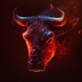 Bull head on black background. Market, crypto currency or stocks trading concept. AI