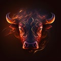 Bull head on black background. Market, crypto currency or stocks trading concept