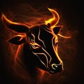 Bull head on black background. Market, crypto currency or stocks trading concept