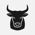 Bull head black silhouette. Farm animal icon