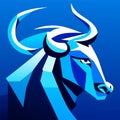 Bull head with blue ribbon on a blue background. Vector illustration. Generative AI Royalty Free Stock Photo