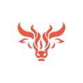 Bull Head Fire Modern Creative Logo Royalty Free Stock Photo