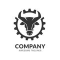 Bull head and Gear Logo Design Royalty Free Stock Photo