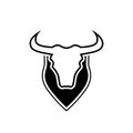Bull head with horns. Buffalo face logo isolated on white background Royalty Free Stock Photo