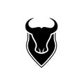 Bull head with horns. Buffalo face logo isolated on white background Royalty Free Stock Photo