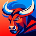 Bull head with horns. Vector illustration in the style of a flat design. AI generated Royalty Free Stock Photo