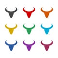 Bull head icon color set isolated on white background Royalty Free Stock Photo