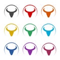 Bull head icon logo, color set Royalty Free Stock Photo