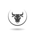 Bull head icon with shadow Royalty Free Stock Photo