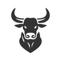 Bull head icon silhouette symbol. Buffalo cow ox isolated on white background. Bull head logo which means strength Royalty Free Stock Photo