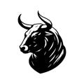 Bull head icon sketch silhouette symbol. Buffalo cow ox isolated on white background. Bull head logo which means Royalty Free Stock Photo