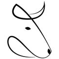 Bull head logo. Abstract line cow or bull head with horns icon. Steak house, meat restaurant or butchery logotype