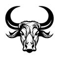 Bull head logo design. Abstract drawing bull face. Black icon of bull with horns Royalty Free Stock Photo