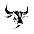 Bull head logo design. Abstract drawing bull face. Black icon of bull with horns Royalty Free Stock Photo