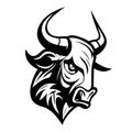 Bull head logo design. Abstract drawing bull face. Black icon of bull with horns Royalty Free Stock Photo