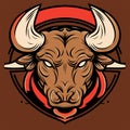 Bull head logo. Vector illustration of a bull head on a brown background. AI Generated Royalty Free Stock Photo