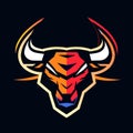 Bull head mascot esport logo design vector with modern illustration concept style for badge,   generative AI Royalty Free Stock Photo