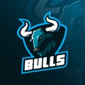 Bull head mascot logo vector design illustration with concept of angry face, for sport team, icon, tshirt and emblem. angry bull i Royalty Free Stock Photo