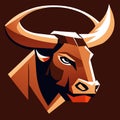 Bull head mascot. Vector illustration of bull head on brown background. AI Generated Royalty Free Stock Photo