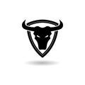 Bull head on shield Icon with shadow Royalty Free Stock Photo