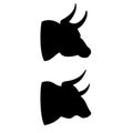 Bull head silhouette vector icons Royalty Free Stock Photo