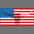 Bull head on the USA flag vector illustration flat style Royalty Free Stock Photo