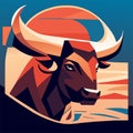 bull head vector illustration on a blue background in the style of flat design AI Generated Royalty Free Stock Photo