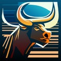 Bull head vector illustration. Isolated on a dark blue background. Generative AI Royalty Free Stock Photo