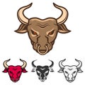 Bull heads icons on white background.