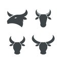 Bull heads silhouettes set Royalty Free Stock Photo