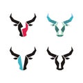 Bull heads silhouettes set Royalty Free Stock Photo