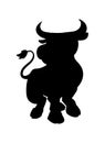 Bull horned animal silhouette farm icon. Isolated flat illustration