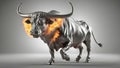 bull with horns A flaming bull that rages with fire Royalty Free Stock Photo