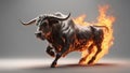 bull with horns A flaming bull that rages with fire Royalty Free Stock Photo