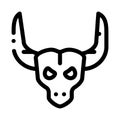 Bull with Horns Icon Vector Outline Illustration