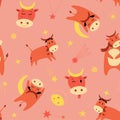 Bull horns moon flat vector seamless pattern Royalty Free Stock Photo