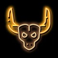 Bull with Horns neon glow icon illustration