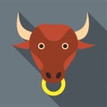 Bull icon, flat style Royalty Free Stock Photo