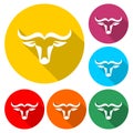 Bull icon in flat style with long shadow Royalty Free Stock Photo