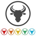 Bull icons set illustration