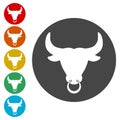 Bull icons set vector illustration