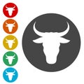 Bull icons vector set