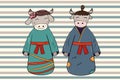 Bull in the Japanese style. Kokeshi doll. Illustration for any design