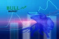 Bull market concept with stock chart and the indicator show an uptrend / stock market bull finance safe trend investment business Royalty Free Stock Photo
