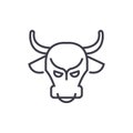 Bull market,stock market,bullish vector line icon, sign, illustration on background, editable strokes Royalty Free Stock Photo