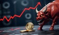 Bull Market Surge with Bitcoin and Rising Chart AI Generative Royalty Free Stock Photo
