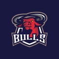Bull mascot logo design vector with modern illustration concept style for badge, emblem and t shirt printing. Bull head Royalty Free Stock Photo